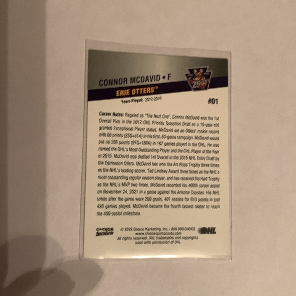 Connor McDavid game issued card - Picture 2 of 2